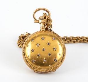 Orologio da tasca con catena in oro 18K - fine XIX secolo  - Asta Gioielli, orologi, argenti e penne - Associazione Nazionale - Case d'Asta italiane