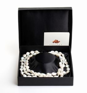 ASCIONE: collana a tre fili di perle di fiume  - Asta Gioielli, orologi, argenti e penne - Associazione Nazionale - Case d'Asta italiane