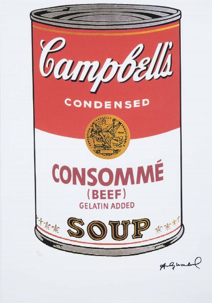 ANDY WARHOL Pittsburgh (USA) 1927 - 1987 New York (USA) : Campbell's condensed - Consomm (beef) gelatin added - Soup  - Asta Grafica - Associazione Nazionale - Case d'Asta italiane