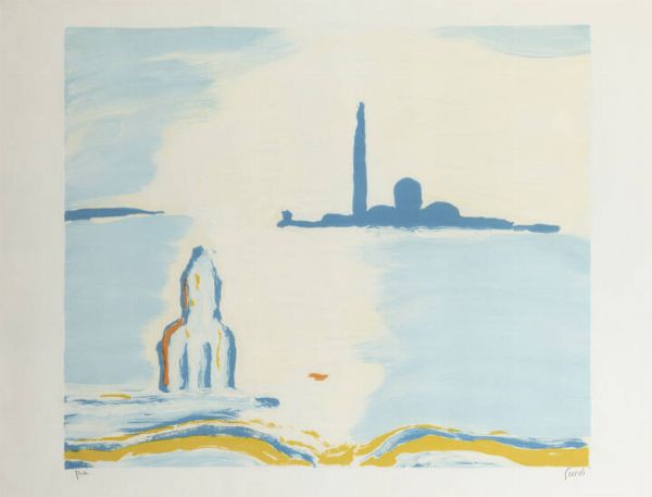 VIRGILIO GUIDI Roma 1891 - 1984 Venezia : Venezia - Veduta dellIsola di San Giorgio  - Asta Grafica - Associazione Nazionale - Case d'Asta italiane