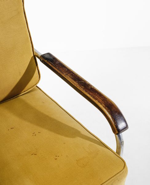 PAGANO POGATSHNING GIUSEPPE (1896 - 1945) : Poltroncina razionalista reclinabile in due posizioni  - Asta Asta 427 | DESIGN E ARTI DECORATIVE DEL NOVECENTO Tradizionale - Associazione Nazionale - Case d'Asta italiane