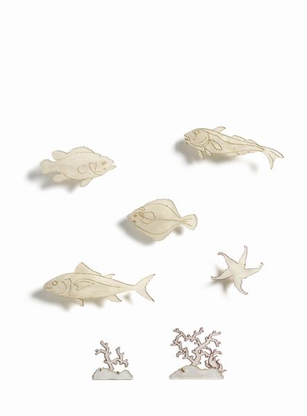SARTORI AMLETO (1915 - 1962) : Lotto composto da sette elementi di fauna marina con funzione di schermo ad altrettanti punti luce  - Asta Asta 427 | DESIGN E ARTI DECORATIVE DEL NOVECENTO Tradizionale - Associazione Nazionale - Case d'Asta italiane