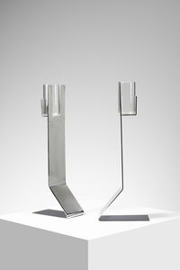 MUNARI BRUNO (1907 - 1998) : Coppia di porta candele mod. Panarea per Danese  - Asta Asta 427 | DESIGN E ARTI DECORATIVE DEL NOVECENTO Tradizionale - Associazione Nazionale - Case d'Asta italiane