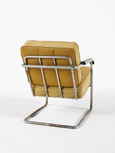 PAGANO POGATSHNING GIUSEPPE (1896 - 1945) : Poltroncina razionalista reclinabile in due posizioni  - Asta Asta 427 | DESIGN E ARTI DECORATIVE DEL NOVECENTO Tradizionale - Associazione Nazionale - Case d'Asta italiane