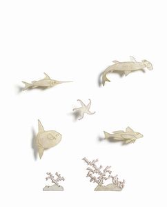 SARTORI AMLETO (1915 - 1962) - Lotto composto da sette elementi di fauna marina con funzione di schermo ad altrettanti punti luce