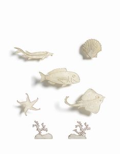 SARTORI AMLETO (1915 - 1962) - Lotto composto da sette elementi di fauna marina con funzione di schermo ad altrettanti punti luce
