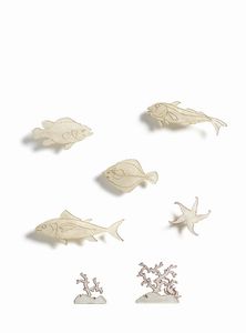 SARTORI AMLETO (1915 - 1962) - Lotto composto da sette elementi di fauna marina con funzione di schermo ad altrettanti punti luce