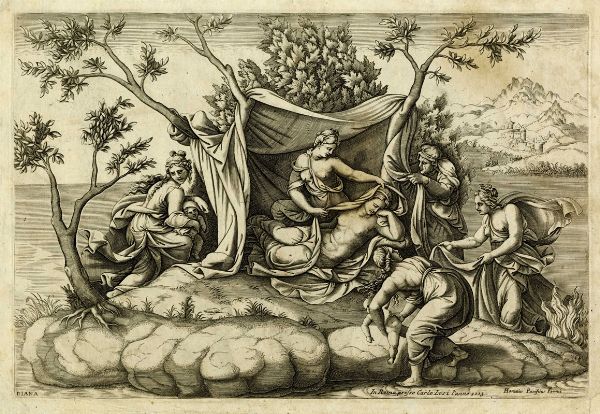 DIANA SCULTORI : Latona partorisce Apollo e Diana nell'isola di Delo.  - Asta Arte Antica, Moderna e Contemporanea [Parte I] - Associazione Nazionale - Case d'Asta italiane