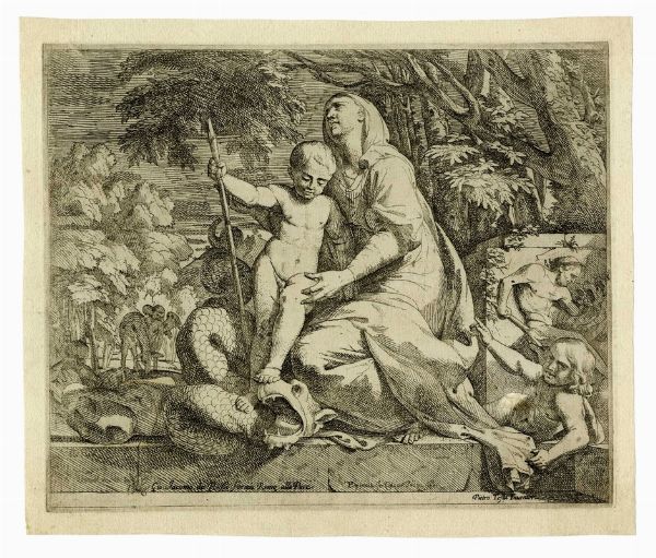 GIOVANNI CESARE TESTA : Allegoria del riposo durante la fuga in Egitto.  - Asta Arte Antica, Moderna e Contemporanea [Parte I] - Associazione Nazionale - Case d'Asta italiane