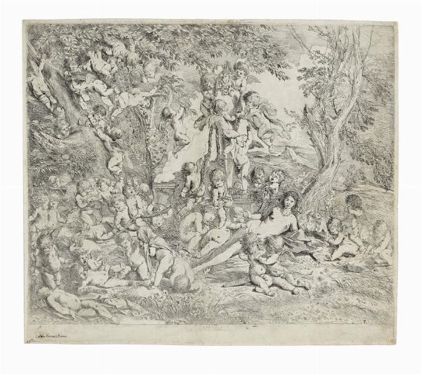 PIETRO TESTA : Il giardino di Venere (Venere adagiata fra vari putti).  - Asta Arte Antica, Moderna e Contemporanea [Parte I] - Associazione Nazionale - Case d'Asta italiane