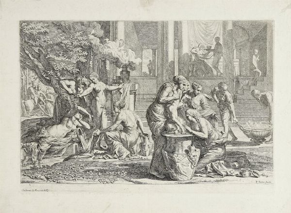 PIETRO TESTA : Nascita e infanzia di Achille (Teti immerge Achille nell'acqua dello Stige).  - Asta Arte Antica, Moderna e Contemporanea [Parte I] - Associazione Nazionale - Case d'Asta italiane