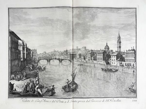 Giuseppe Zocchi : SCELTA di XXIV Vedute delle principali Contrade, Piazze, Chiese, e Palazzi della Citt di Firenze DEDICATA ALLA SACRA REALE APOSTOLICA MAESTA' DI MARIA TERESA REGINA D'UNGHERIA E DI BOEMIA ARCIDUCHESSA D'AUSTRIA E GRANDUCHESSA DI TOSCANA.  - Asta Arte Antica, Moderna e Contemporanea [Parte I] - Associazione Nazionale - Case d'Asta italiane