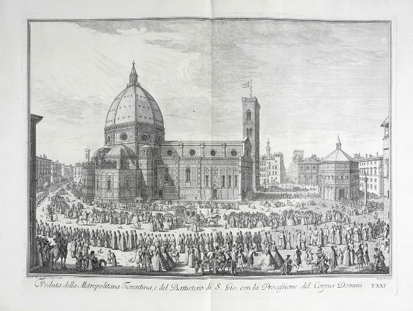 Giuseppe Zocchi : SCELTA di XXIV Vedute delle principali Contrade, Piazze, Chiese, e Palazzi della Citt di Firenze DEDICATA ALLA SACRA REALE APOSTOLICA MAESTA' DI MARIA TERESA REGINA D'UNGHERIA E DI BOEMIA ARCIDUCHESSA D'AUSTRIA E GRANDUCHESSA DI TOSCANA.  - Asta Arte Antica, Moderna e Contemporanea [Parte I] - Associazione Nazionale - Case d'Asta italiane