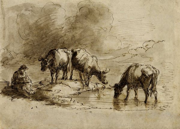 Armenti all'abbeverata.  - Asta Arte Antica, Moderna e Contemporanea [Parte I] - Associazione Nazionale - Case d'Asta italiane