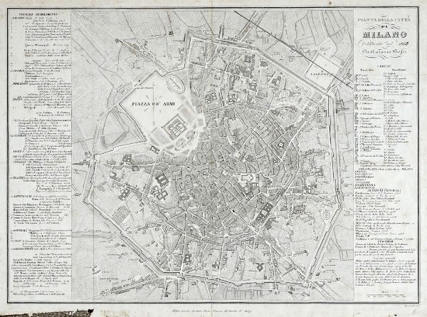 ANTONIO BOSSI : Pianta della citt di Milano.  - Asta Arte Antica, Moderna e Contemporanea [Parte I] - Associazione Nazionale - Case d'Asta italiane