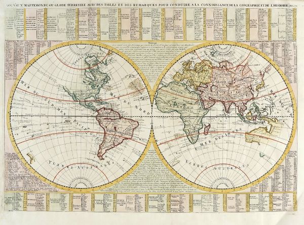 HENRI ABRAHAM CHATELAIN : Nouveaux Mappemonde ou Globe Terrestre avec des Tables et des Remarques pour Conduire a la Connoissance de la Geographie et de l'Histoire.  - Asta Arte Antica, Moderna e Contemporanea [Parte I] - Associazione Nazionale - Case d'Asta italiane