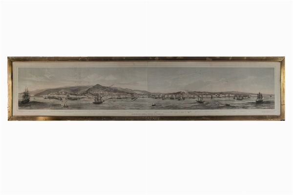 JEAN JACOTTET : Panorama della citt di Trieste con i nuovi fabbricati della strada ferrata.  - Asta Arte Antica, Moderna e Contemporanea [Parte I] - Associazione Nazionale - Case d'Asta italiane