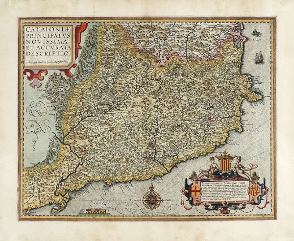 Abraham Ortelius : Cataloniae Principatus Novissima et Accurata Descriptio.  - Asta Arte Antica, Moderna e Contemporanea [Parte I] - Associazione Nazionale - Case d'Asta italiane