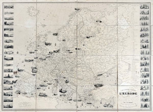 ARISTIDE-MICHEL PERROT : Carte Pittoresque & Maritime de l'Europe indiquant La division des Etts les Routes et Chemins?  - Asta Arte Antica, Moderna e Contemporanea [Parte I] - Associazione Nazionale - Case d'Asta italiane