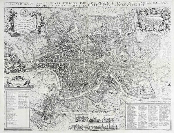 JOACHIM VON SANDRART : Recentis Romae Ichnographia et Hypsographia Sive Planta et Facies Ad Magnificentiam Qua Prioribus Annis Urbs Ipsa Directa Exculta et Decorata Est.  - Asta Arte Antica, Moderna e Contemporanea [Parte I] - Associazione Nazionale - Case d'Asta italiane