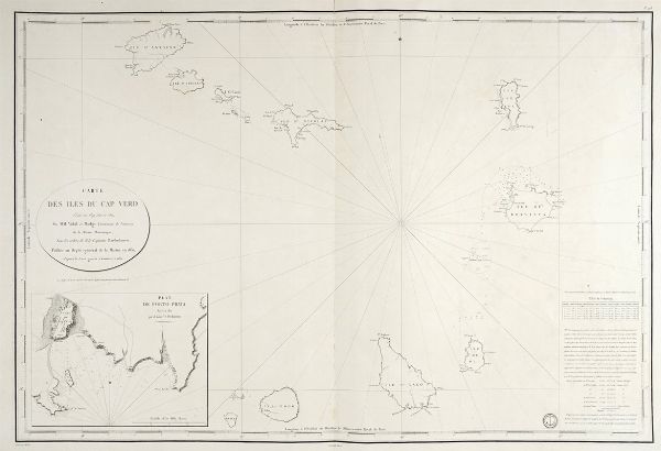 Carte des Iles du Cap Verd, levée en 1819, 1820 et 1821, par MM. Vidal e Mudge, lieutenans de vaisseau de la Marine britanique, sous les ordres de M. le Capitaine Bartholomew..., d'après la carte gravée à Londres en 1822.  - Asta Arte Antica, Moderna e Contemporanea [Parte I] - Associazione Nazionale - Case d'Asta italiane