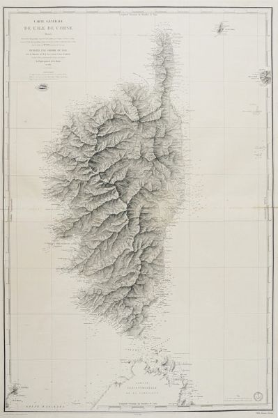 ALEXANDRE BLONDEAU : Carte Gnrale de l'Ile de Corse Dresse Pour la Partie Topographique d'aprs la Carte publie par le Dpt de la Guerre en 1824, pour la partie Hydrographique d'aprs les travaux excuts en 1820, 1821, 1822 et 1824 sous les Ordres de Mr. Hell.  - Asta Arte Antica, Moderna e Contemporanea [Parte I] - Associazione Nazionale - Case d'Asta italiane