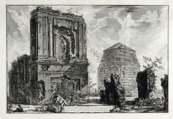 GIOVANNI BATTISTA PIRANESI : Veduta del sepolcro di Pisone Liciniano su l'antica via Appia...  - Asta Arte Antica, Moderna e Contemporanea [Parte I] - Associazione Nazionale - Case d'Asta italiane