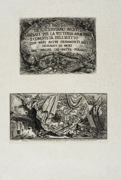 GIOVANNI BATTISTA PIRANESI : Frontespizio de Le rovine del castello dell'Acqua Giulia... e altri titoli incisi.  - Asta Arte Antica, Moderna e Contemporanea [Parte I] - Associazione Nazionale - Case d'Asta italiane