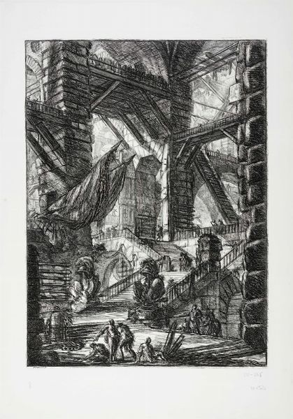GIOVANNI BATTISTA PIRANESI : La scalinata con i trofei.  - Asta Arte Antica, Moderna e Contemporanea [Parte I] - Associazione Nazionale - Case d'Asta italiane