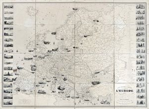 ARISTIDE-MICHEL PERROT - Carte Pittoresque & Maritime de l'Europe indiquant La division des Etàts les Routes et Chemins?