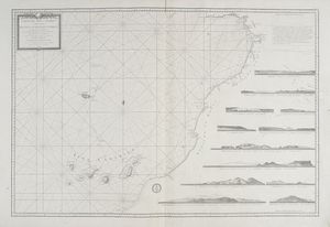 JEAN-CHARLES DE BORDA - Carte des Iles Canaries et d'une Partie des Cotes Occidentales d'Afrique Dressee sous le Ministere de M.r De Sartine...Par le Ch.r de Borda Cap.e de V.au et des Academies Royales des Sciences et de la Marine. 1780.