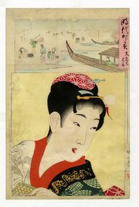 UTAGAWA YOSHIIKU : Fukagawayama Fukuan (Il ristorante Fukuan a Fukagawayama).  - Asta Arte Antica, Moderna e Contemporanea [Parte I] - Associazione Nazionale - Case d'Asta italiane