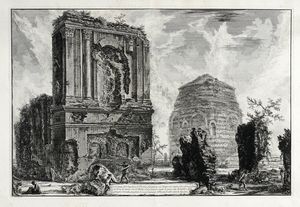 GIOVANNI BATTISTA PIRANESI - Veduta del sepolcro di Pisone Liciniano su l'antica via Appia...