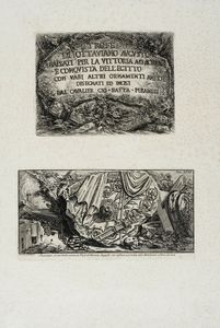 GIOVANNI BATTISTA PIRANESI : Frontespizio de Le rovine del castello dell'Acqua Giulia... e altri titoli incisi.  - Asta Arte Antica, Moderna e Contemporanea [Parte I] - Associazione Nazionale - Case d'Asta italiane