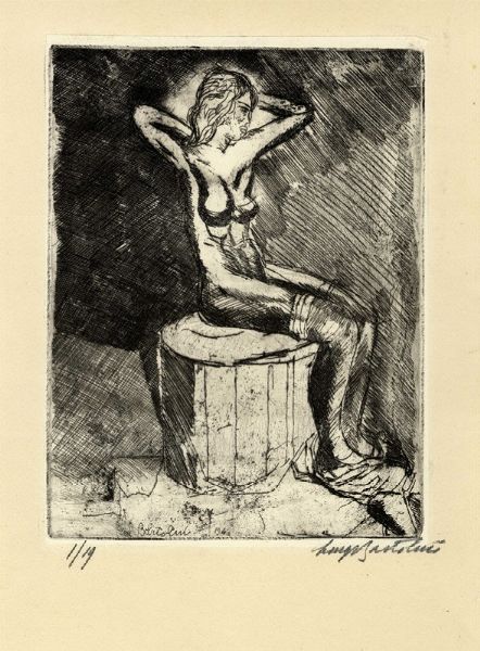 Luigi Bartolini : Nudo con violette.  - Asta Arte Antica, Moderna e Contemporanea [Parte II] - Associazione Nazionale - Case d'Asta italiane