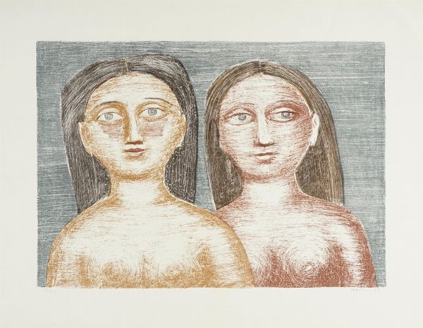 Massimo Campigli : Le due sorelle.  - Asta Arte Antica, Moderna e Contemporanea [Parte II] - Associazione Nazionale - Case d'Asta italiane