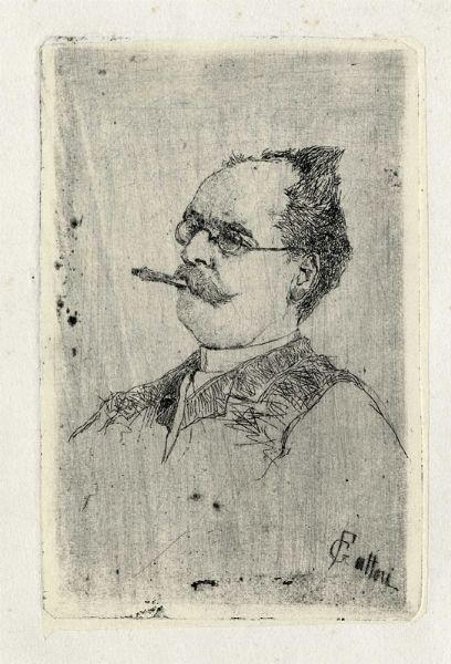 Giovanni Fattori : Ritratto di uomo con bocchino.  - Asta Arte Antica, Moderna e Contemporanea [Parte II] - Associazione Nazionale - Case d'Asta italiane