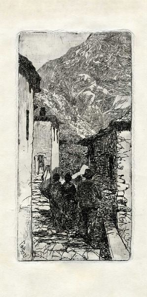 Giovanni Fattori : Una via in San Piero a Sieve.  - Asta Arte Antica, Moderna e Contemporanea [Parte II] - Associazione Nazionale - Case d'Asta italiane