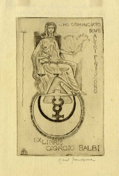 RAOUL DAL MOLIN FERENZONA : Lotto composto di 4 ex libris.  - Asta Arte Antica, Moderna e Contemporanea [Parte II] - Associazione Nazionale - Case d'Asta italiane