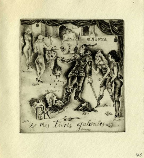 MICHEL FINGESTEN : Lotto composto di 4 ex libris a tema galante.  - Asta Arte Antica, Moderna e Contemporanea [Parte II] - Associazione Nazionale - Case d'Asta italiane