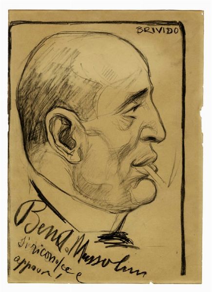 BRIVIDO [PSEUD. DI MANETTI ALBERTO] : Ritratto del Duce.  - Asta Arte Antica, Moderna e Contemporanea [Parte II] - Associazione Nazionale - Case d'Asta italiane