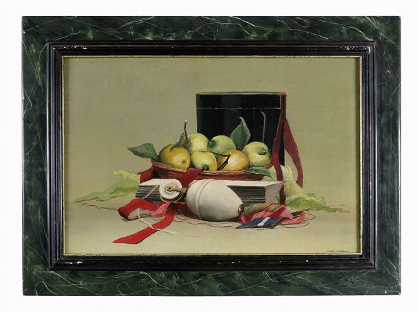 Gianni Cacciarini : Natura morta con nastri.  - Asta Arte Antica, Moderna e Contemporanea [Parte II] - Associazione Nazionale - Case d'Asta italiane