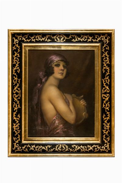 Tito Corbella : Donna con tamburello.  - Asta Arte Antica, Moderna e Contemporanea [Parte II] - Associazione Nazionale - Case d'Asta italiane