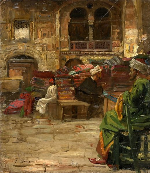 Fausto Zonaro : Mercato orientale.  - Asta Arte Antica, Moderna e Contemporanea [Parte II] - Associazione Nazionale - Case d'Asta italiane