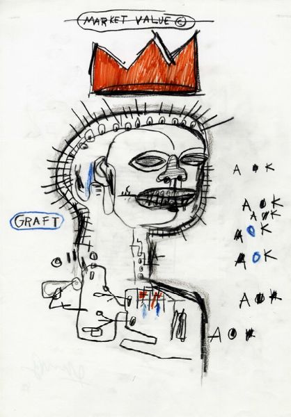 JEAN-MICHEL BASQUIAT : Untitled (Graft).  - Asta Arte Antica, Moderna e Contemporanea [Parte II] - Associazione Nazionale - Case d'Asta italiane