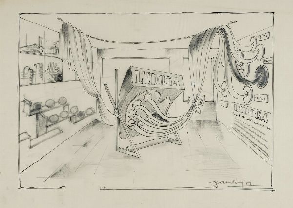 Ivanhoe Gambini : Lotto composto di 3 progetti, 1 lucido e 2 fotografie.  - Asta Arte Antica, Moderna e Contemporanea [Parte II] - Associazione Nazionale - Case d'Asta italiane