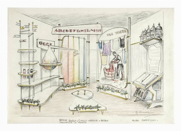 Ivanhoe Gambini : Lotto composto di 3 progetti, 1 lucido e 2 fotografie.  - Asta Arte Antica, Moderna e Contemporanea [Parte II] - Associazione Nazionale - Case d'Asta italiane