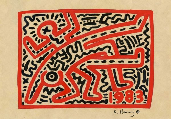 Keith Haring : Untitled.  - Asta Arte Antica, Moderna e Contemporanea [Parte II] - Associazione Nazionale - Case d'Asta italiane