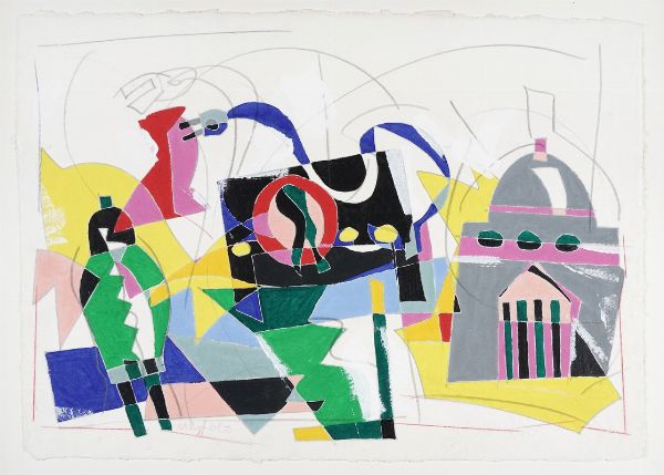 Ugo Nespolo : Composizione.  - Asta Arte Antica, Moderna e Contemporanea [Parte II] - Associazione Nazionale - Case d'Asta italiane
