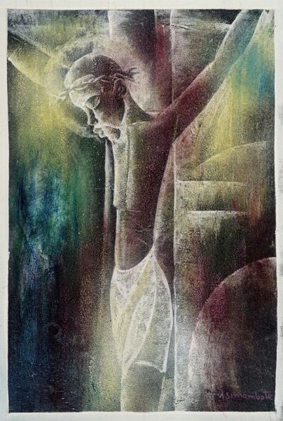 NARCISSE NSIMAMBOTE : Crocifissione.  - Asta Arte Antica, Moderna e Contemporanea [Parte II] - Associazione Nazionale - Case d'Asta italiane